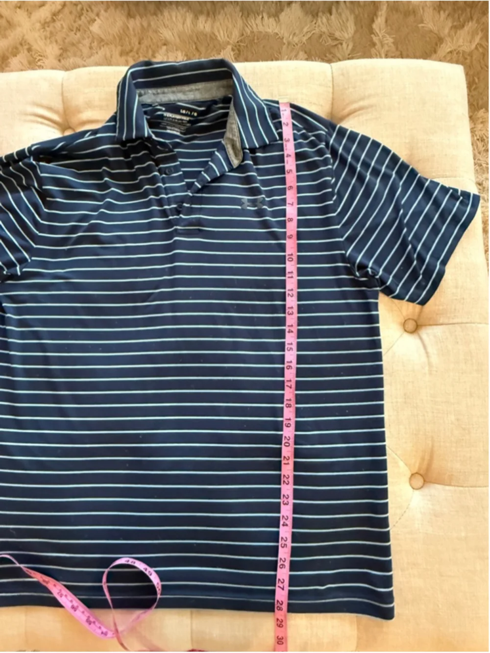 Men's Under Armour Navy Light Blue Striped Playoff Polo L